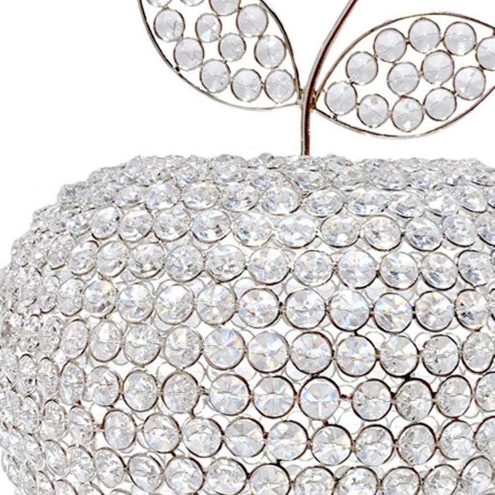 14" Silver Faux Crystal Apple Sculpture HomeRoots