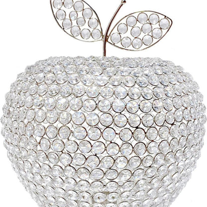 14" Silver Faux Crystal Apple Sculpture HomeRoots