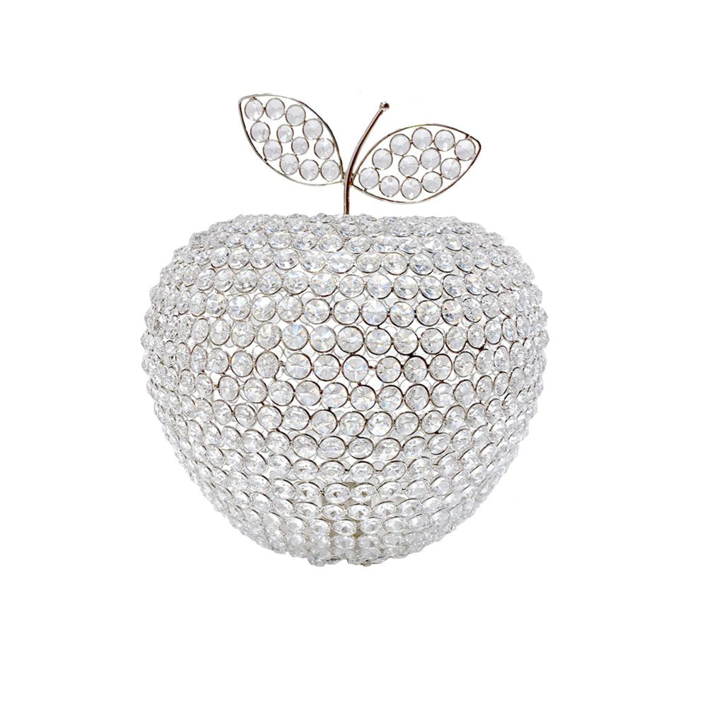 14" Silver Faux Crystal Apple Sculpture HomeRoots
