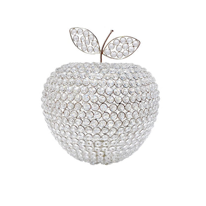 14" Silver Faux Crystal Apple Sculpture HomeRoots