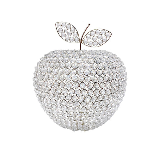 14" Silver Faux Crystal Apple Sculpture HomeRoots