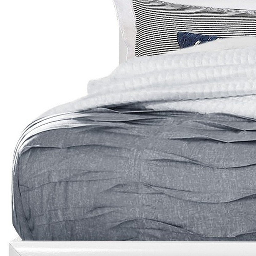 White Solid Wood Lighted Full Bed Frame With Drawers HomeRoots