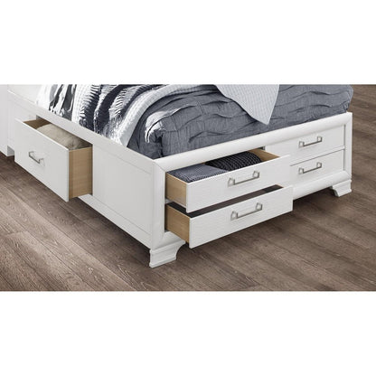 Solid Wood Queen White Eight Drawers Bed HomeRoots