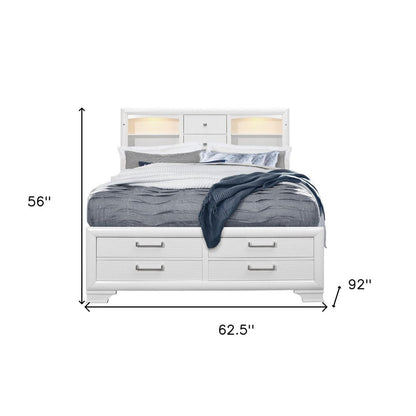 Solid Wood Queen White Eight Drawers Bed HomeRoots
