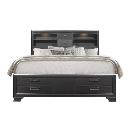 Solid Wood Full Gray Eight Drawers Bed HomeRoots