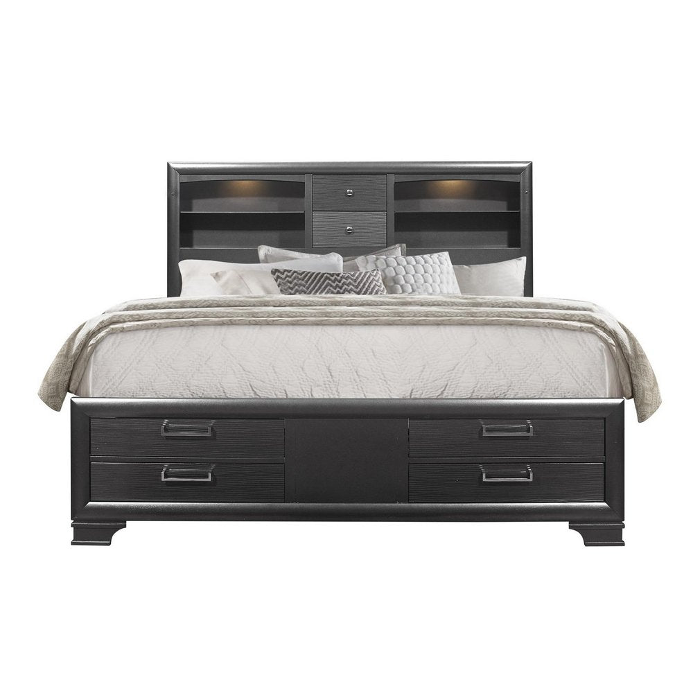 Solid Wood Full Gray Eight Drawers Bed HomeRoots