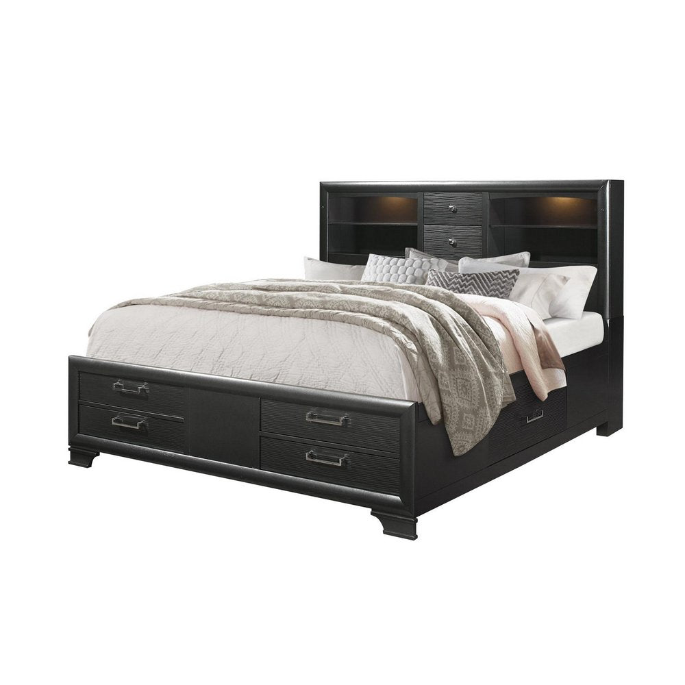 Solid Wood Full Gray Eight Drawers Bed HomeRoots