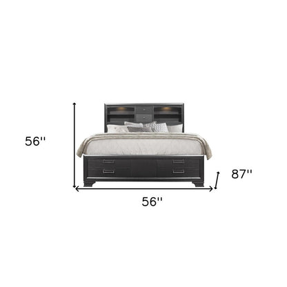 Solid Wood Full Gray Eight Drawers Bed HomeRoots