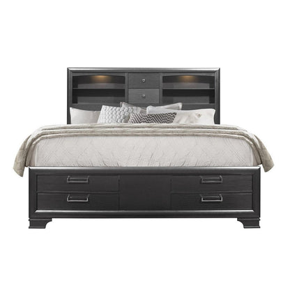 Solid Wood Queen Gray Eight Drawers Bed HomeRoots