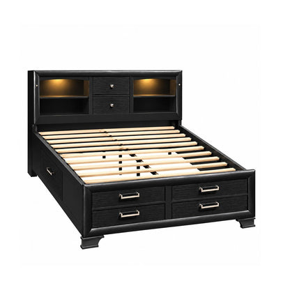 Solid Wood Queen Gray Eight Drawers Bed