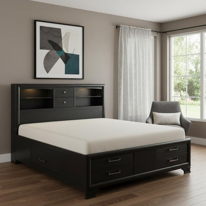Solid Wood Queen Gray Eight Drawers Bed HomeRoots