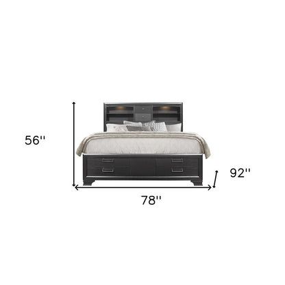 Solid Wood King Gray Eight Drawers Bed HomeRoots