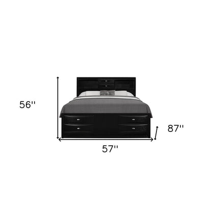 Solid Wood Full Black Eight Drawers Bed HomeRoots