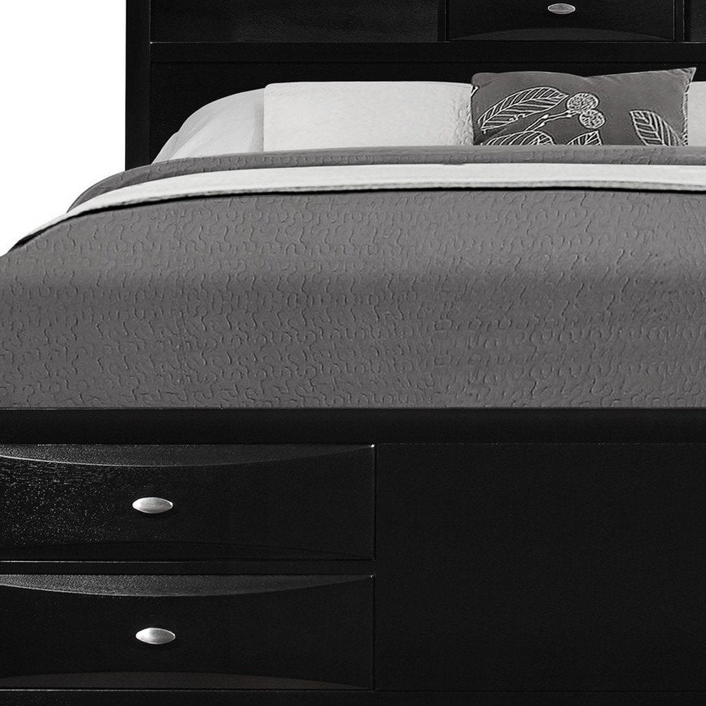 Solid Wood Full Black Eight Drawers Bed HomeRoots