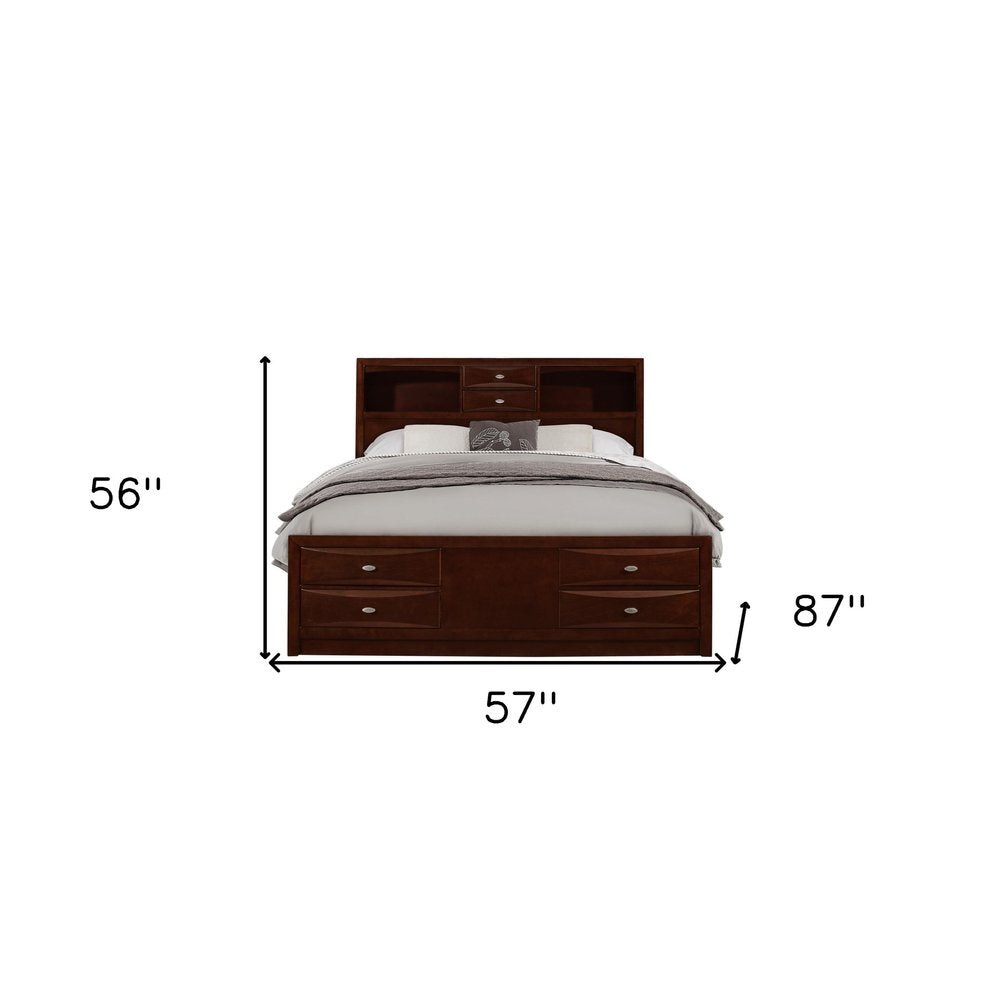 Solid Wood Full Espresso Eight Drawers Bed HomeRoots