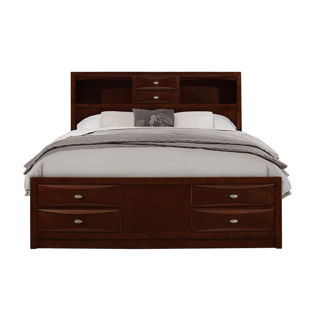 Solid Wood Full Espresso Eight Drawers Bed HomeRoots