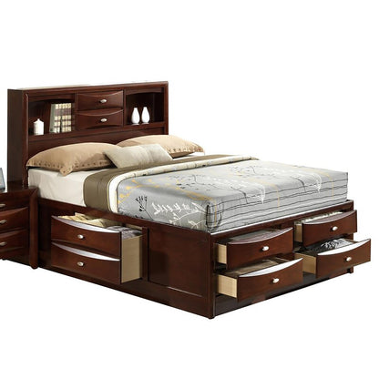 Solid Wood Full Espresso Eight Drawers Bed