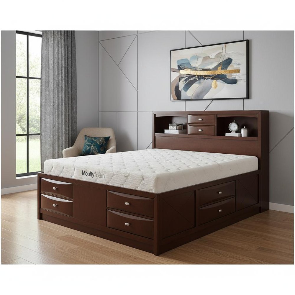 Solid Wood Full Espresso Eight Drawers Bed HomeRoots