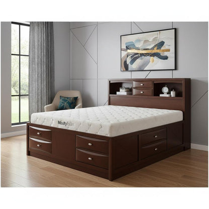 Solid Wood Full Espresso Eight Drawers Bed HomeRoots