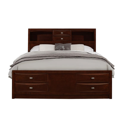 Merlot Solid Wood King Bed Frame With Eight Drawers HomeRoots