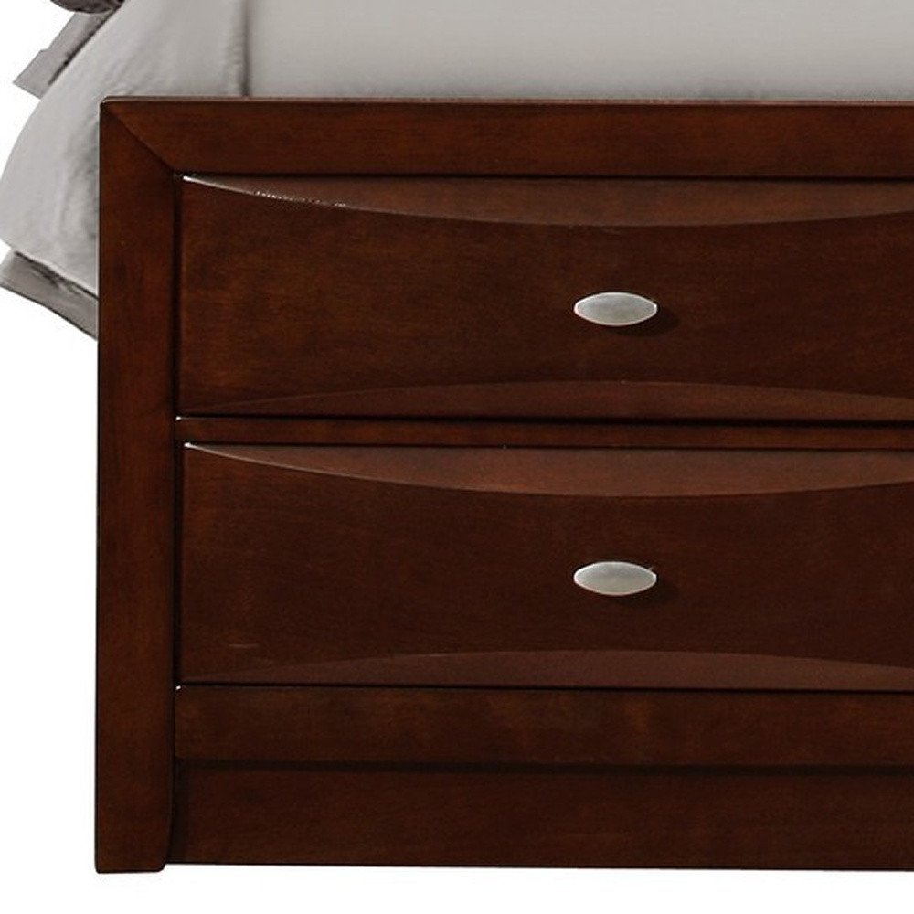 Merlot Solid Wood King Bed Frame With Eight Drawers HomeRoots
