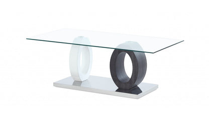 47" Clear And White and Gray Glass Coffee Table HomeRoots