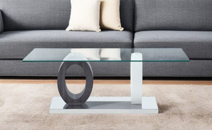47" Clear And White and Gray Glass Coffee Table HomeRoots