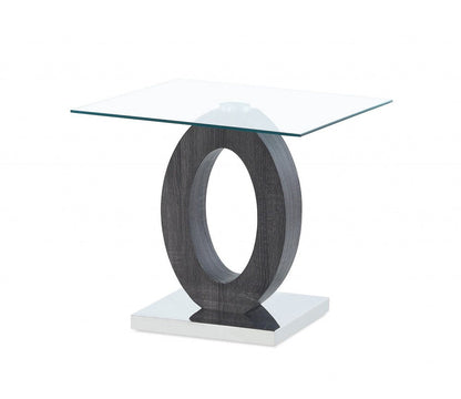 20" White, Grey And Clear Glass Oval End Table HomeRoots