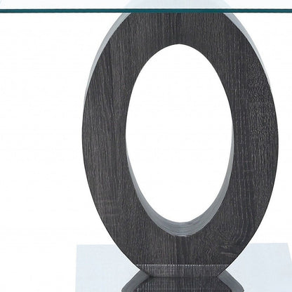20" White, Grey And Clear Glass Oval End Table HomeRoots