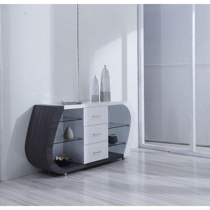 White And Grey Multi Tone Buffet With 3 Drawers HomeRoots