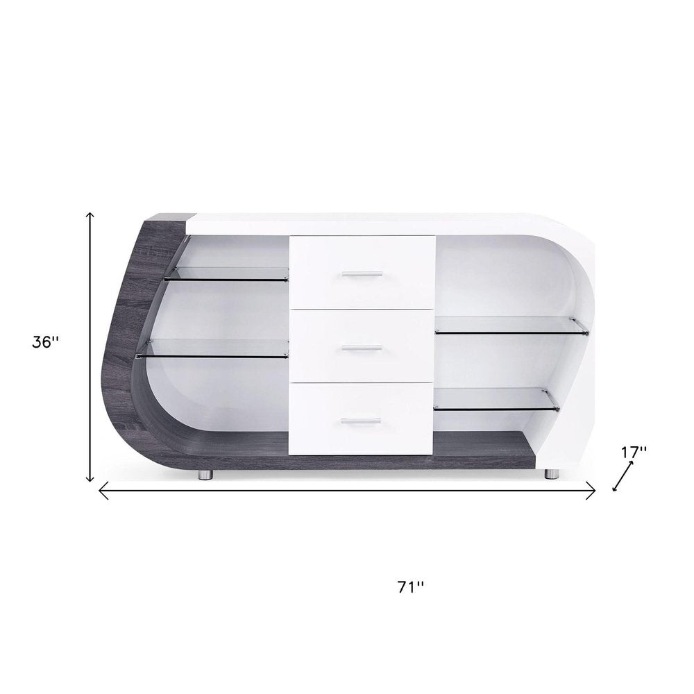 White And Grey Multi Tone Buffet With 3 Drawers HomeRoots