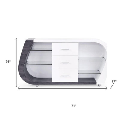 White And Grey Multi Tone Buffet With 3 Drawers HomeRoots