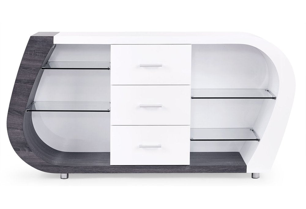 White And Grey Multi Tone Buffet With 3 Drawers HomeRoots