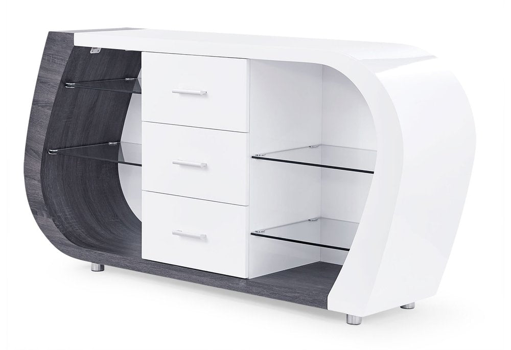 White And Grey Multi Tone Buffet With 3 Drawers HomeRoots