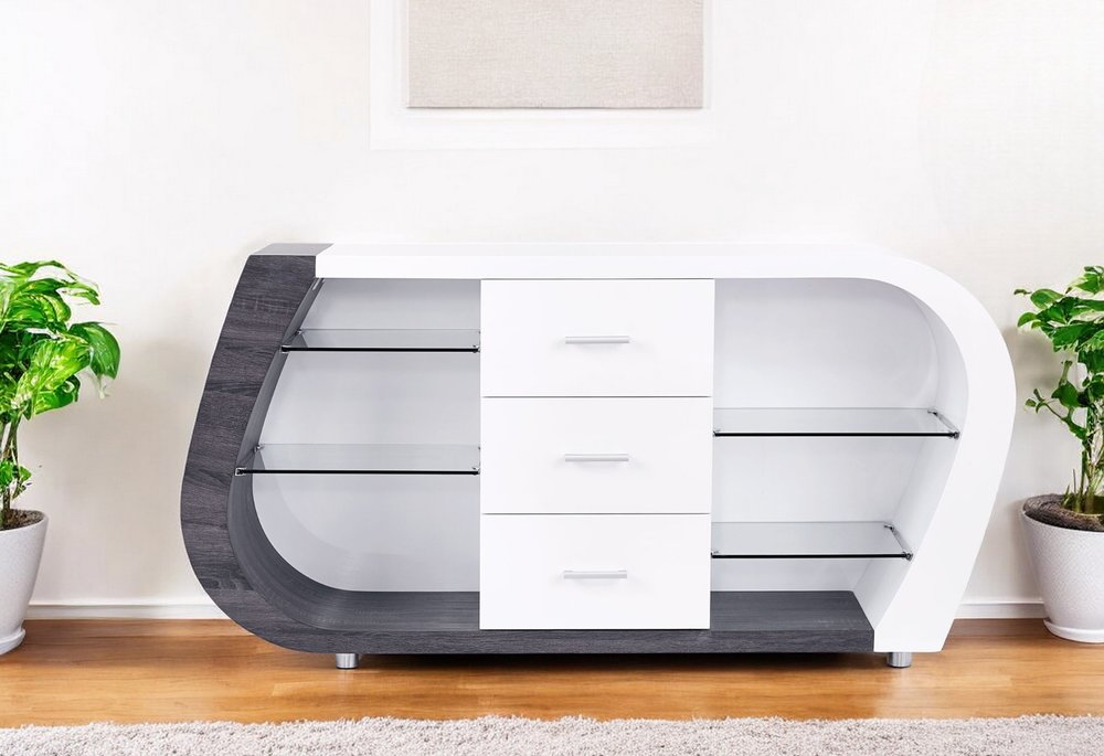 White And Grey Multi Tone Buffet With 3 Drawers HomeRoots