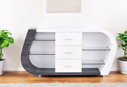 White And Grey Multi Tone Buffet With 3 Drawers HomeRoots