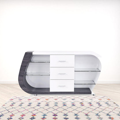White And Grey Multi Tone Buffet With 3 Drawers HomeRoots