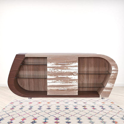 Oak And Walnut Multi Tone Buffet With 3 Drawers HomeRoots