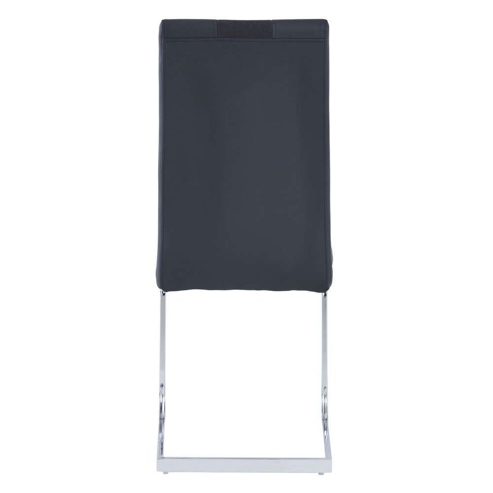 Set of Four Black and Silver Upholstered Faux Leather Dining Side Chairs HomeRoots