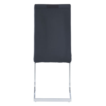 Set of Four Black and Silver Upholstered Faux Leather Dining Side Chairs HomeRoots