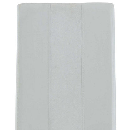 Set of Four White and Silver Upholstered Faux Leather Dining Side Chairs HomeRoots