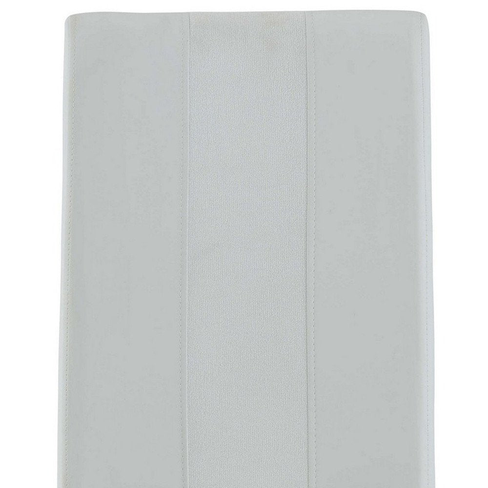 Set of Four White and Silver Upholstered Faux Leather Dining Side Chairs HomeRoots