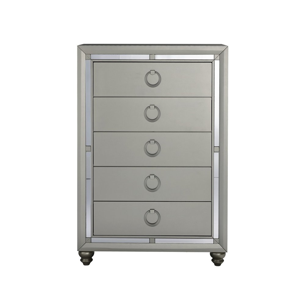 58" Silver Solid Wood Six Drawer Double Dresser HomeRoots