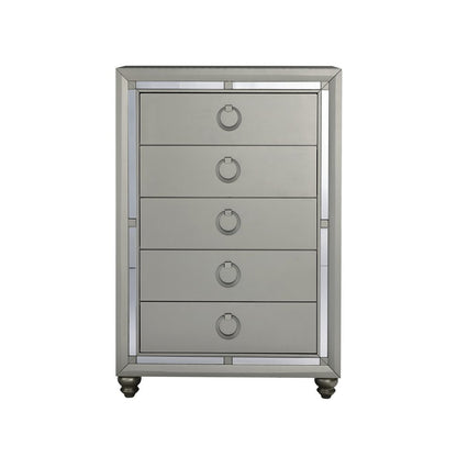 58" Silver Solid Wood Six Drawer Double Dresser HomeRoots