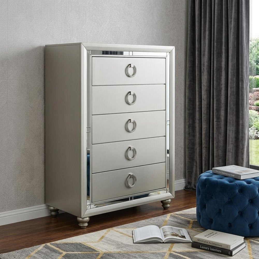 58" Silver Solid Wood Six Drawer Double Dresser — view 12