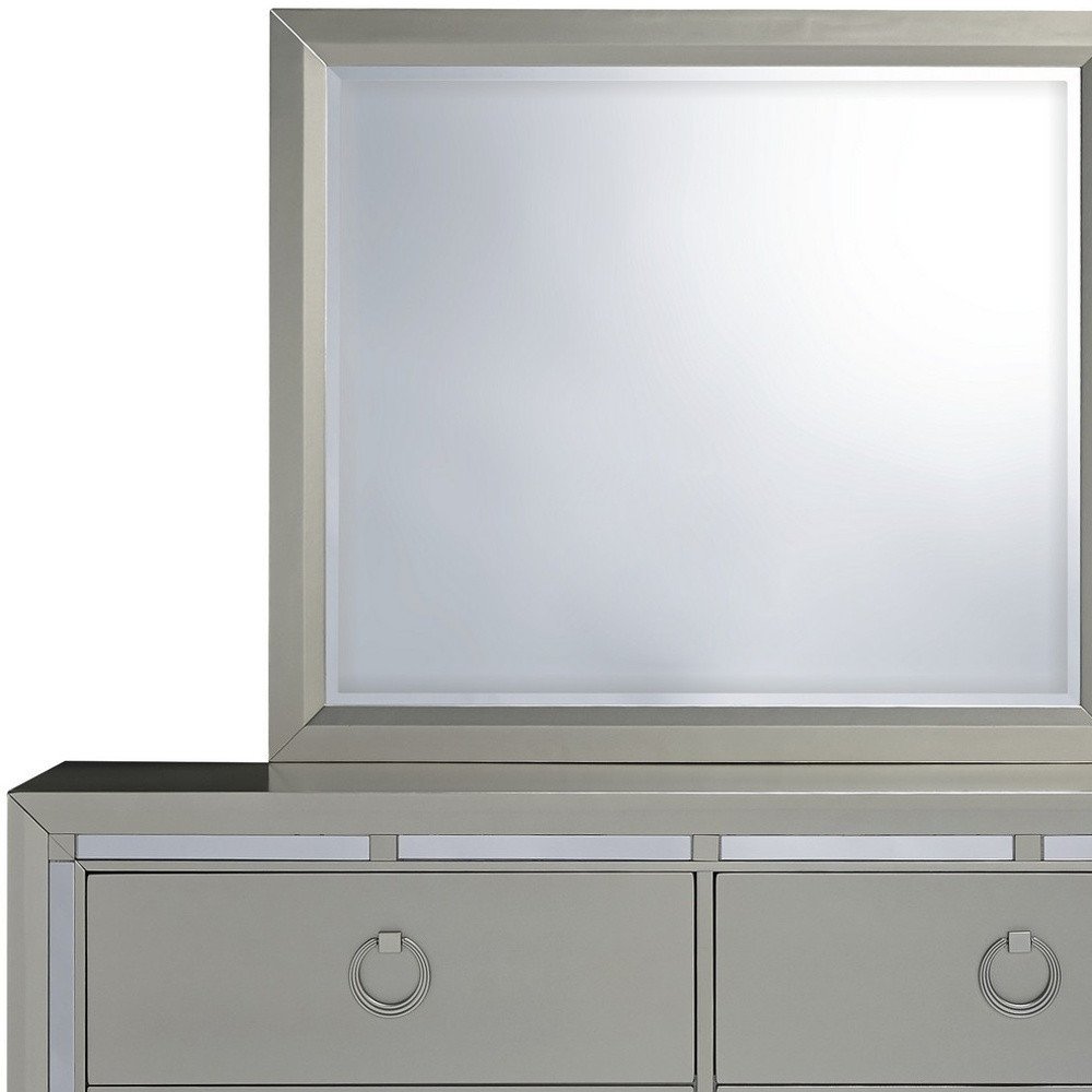 58" Silver Solid Wood Six Drawer Double Dresser HomeRoots