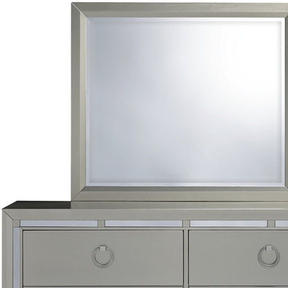 58" Silver Solid Wood Six Drawer Double Dresser HomeRoots