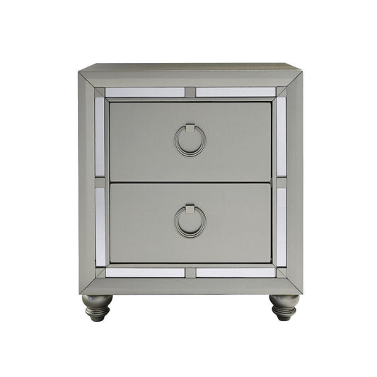 28" Solid and Manufactured Wood And Mirrored Glass Nightstand HomeRoots