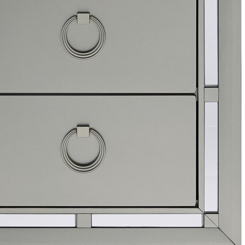 28" Solid and Manufactured Wood And Mirrored Glass Nightstand HomeRoots