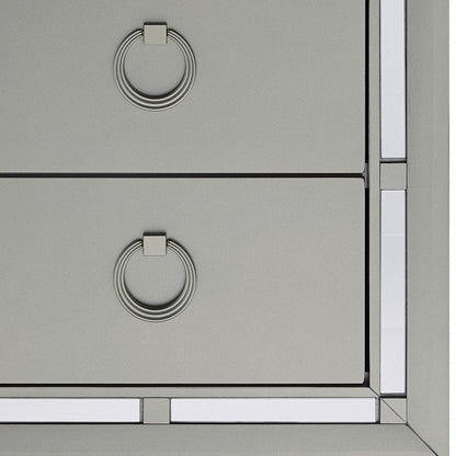 28" Solid and Manufactured Wood And Mirrored Glass Nightstand HomeRoots